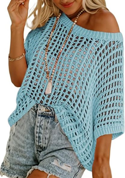 Relaxed Open Weave Knit Cover Top