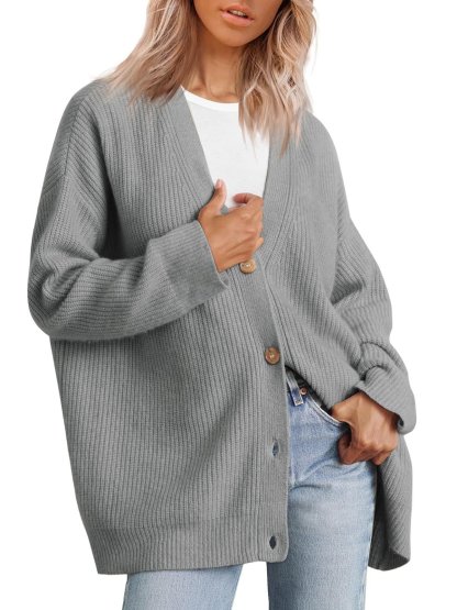 V Neck Knit Cardigan (Buy 2 Free Shipping)