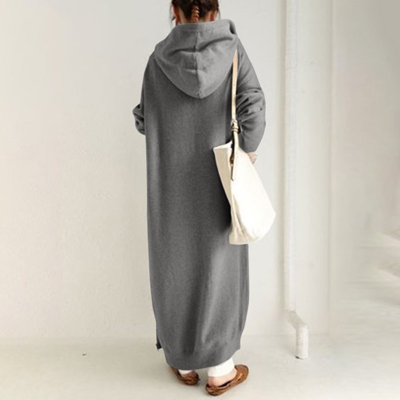 Cozy Hooded Zip-Up Maxi Sweatshirt Dress (Buy 2 Free Shipping)