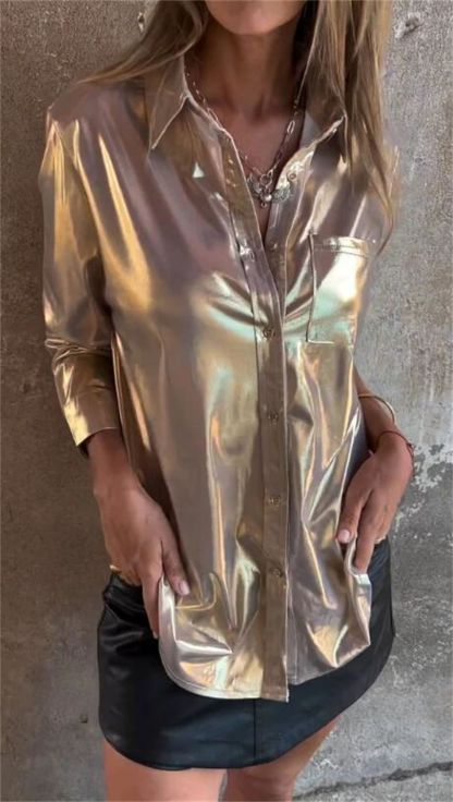 Last Day 70% OFF🔥Lapel Long Sleeve Lustrous Shirt (Buy 2 Free Shipping)