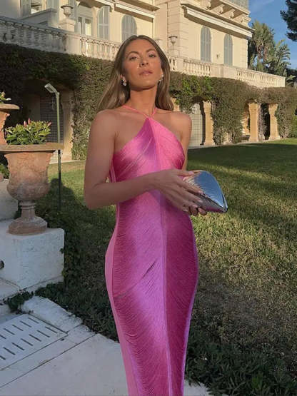 Elegant Backless Halter Tassel Dress (Buy 2 Free Shipping)