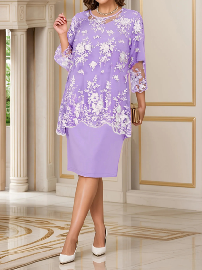 Floral Lace Overlay Midi Dress (Buy 2 Free Shipping)