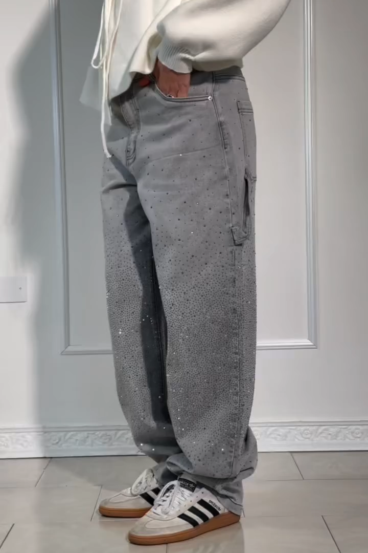 Rhinestone Loose Harem Jeans (Buy 2 Free Shipping)