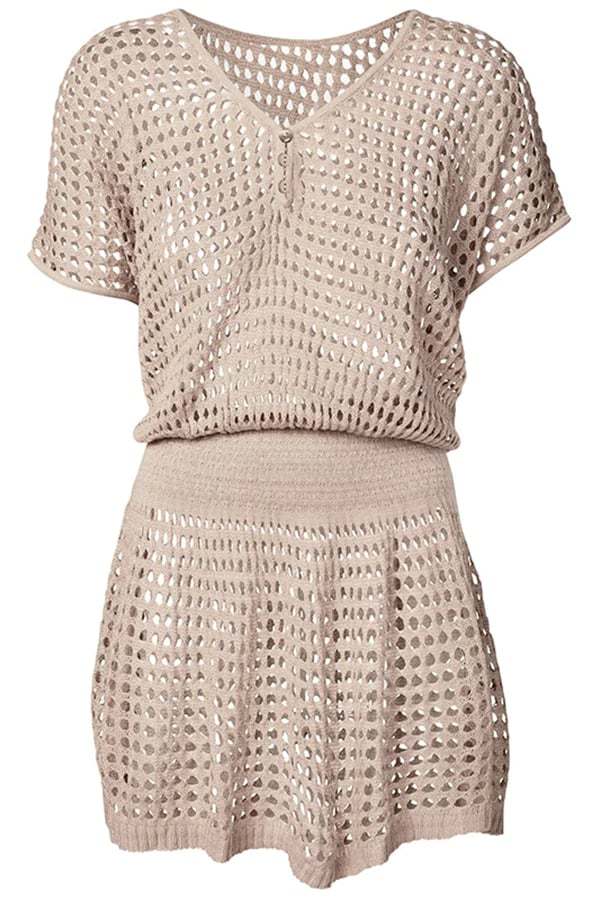 Cover Up V Neck Crochet Beach Dress