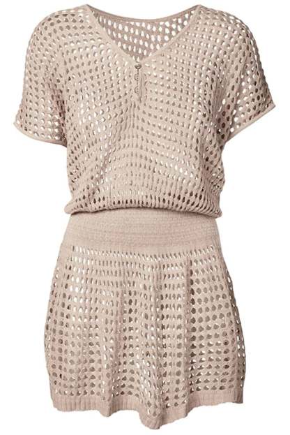 Cover Up V Neck Crochet Beach Dress