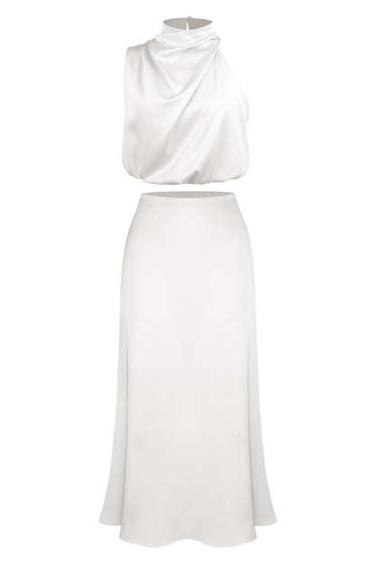 Elegant Solid Stringy Selvedge Halter Sleeveless Two Pieces(6 Colors)