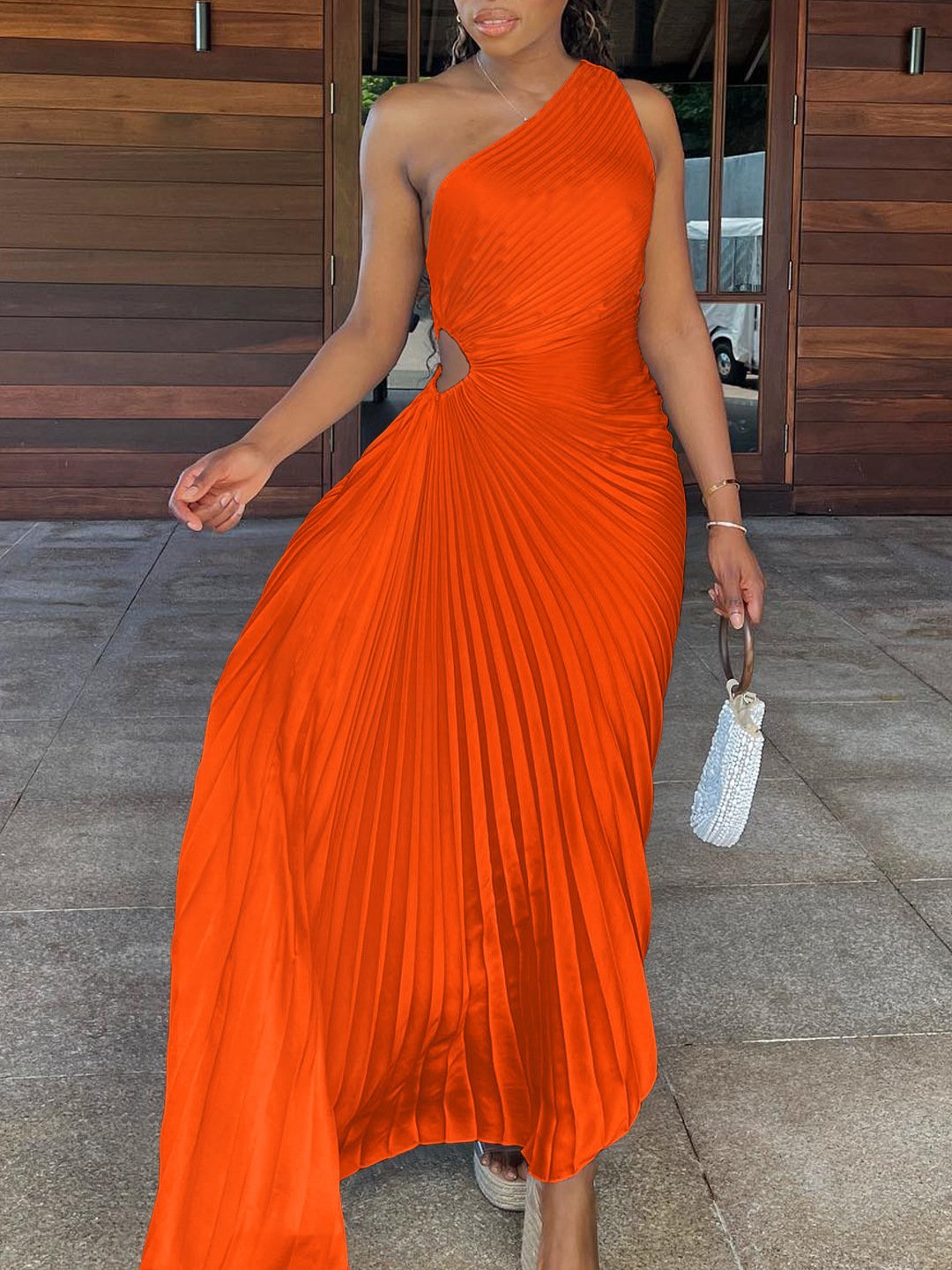 Elegant One-Shoulder Pleated Maxi Dress (Buy 2 Free Shipping)