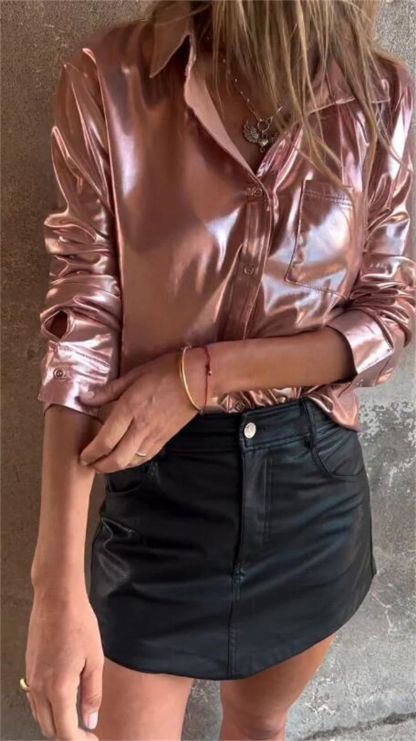 Last Day 70% OFF🔥Lapel Long Sleeve Lustrous Shirt (Buy 2 Free Shipping)