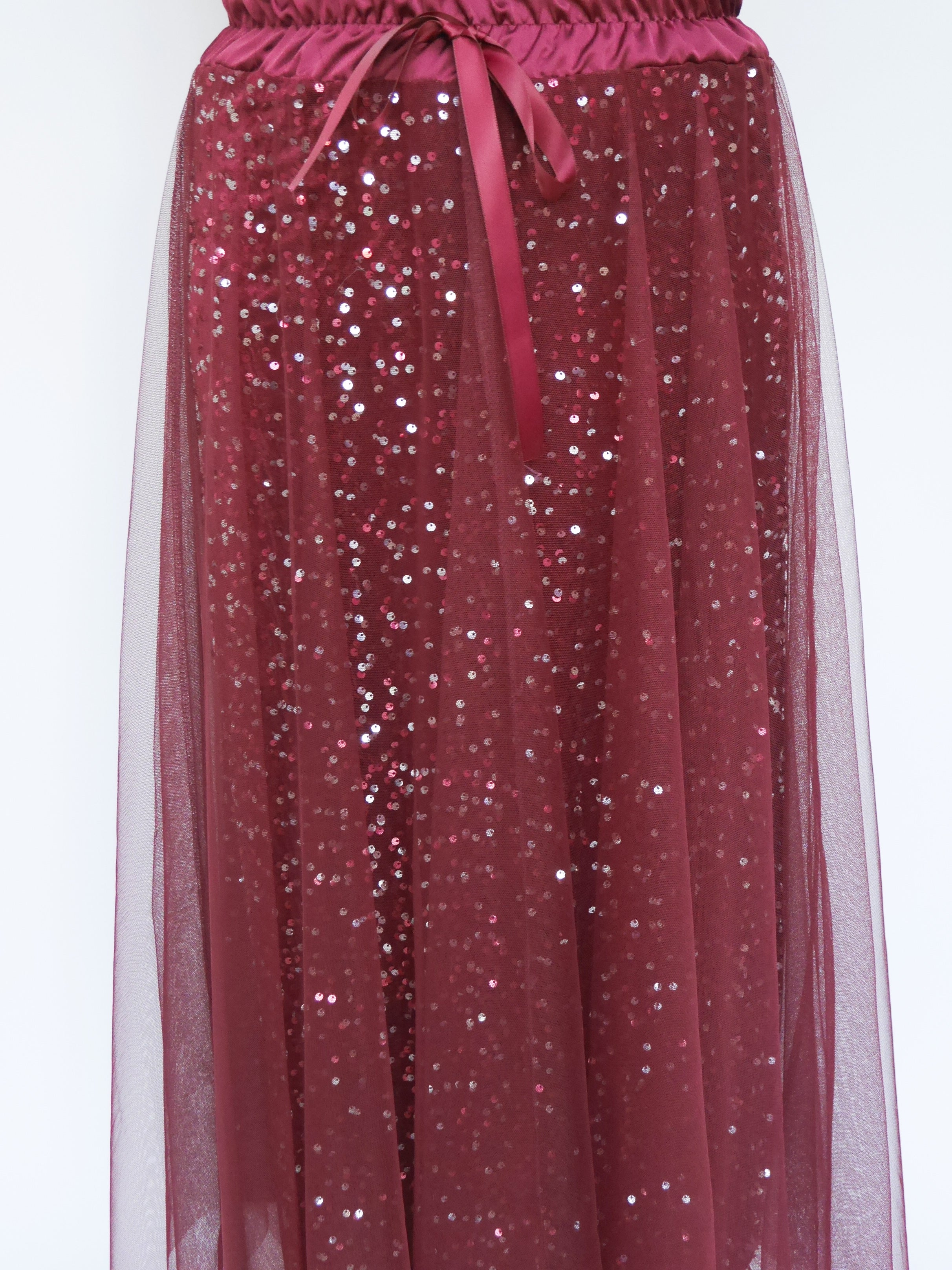 Layered Tulle Sequin Maxi Skirt (Buy 2 Free Shipping)