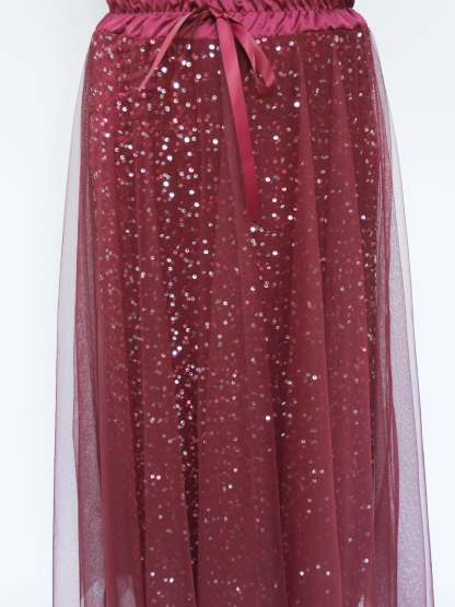 Layered Tulle Sequin Maxi Skirt (Buy 2 Free Shipping)