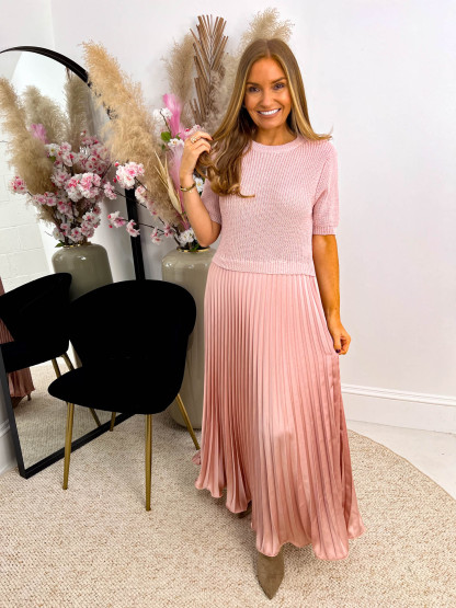 Knit Top & Pleated Maxi Dress (Buy 2 Free Shipping)