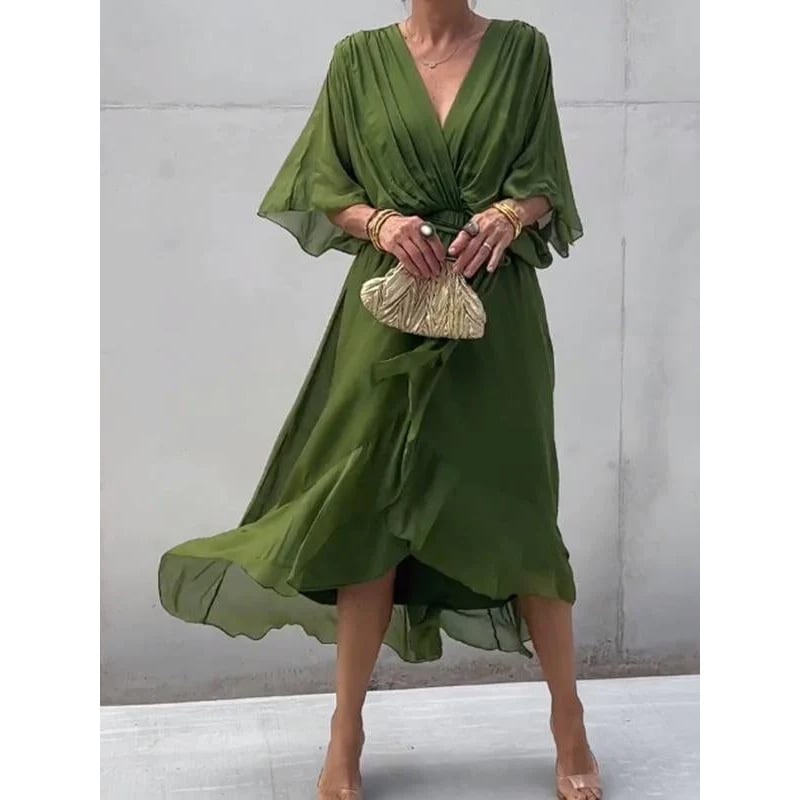 Last Day 49% OFF🔥Elegant V-neck Midi Dress(BUY 2 FREE SHIPPING)
