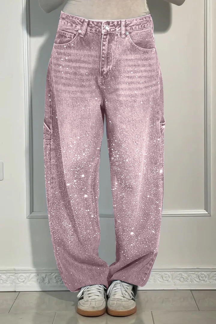 Rhinestone Loose Harem Jeans (Buy 2 Free Shipping)