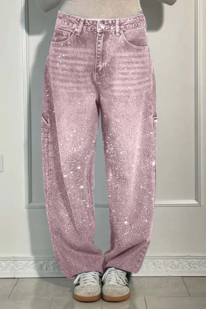 Rhinestone Loose Harem Jeans (Buy 2 Free Shipping)