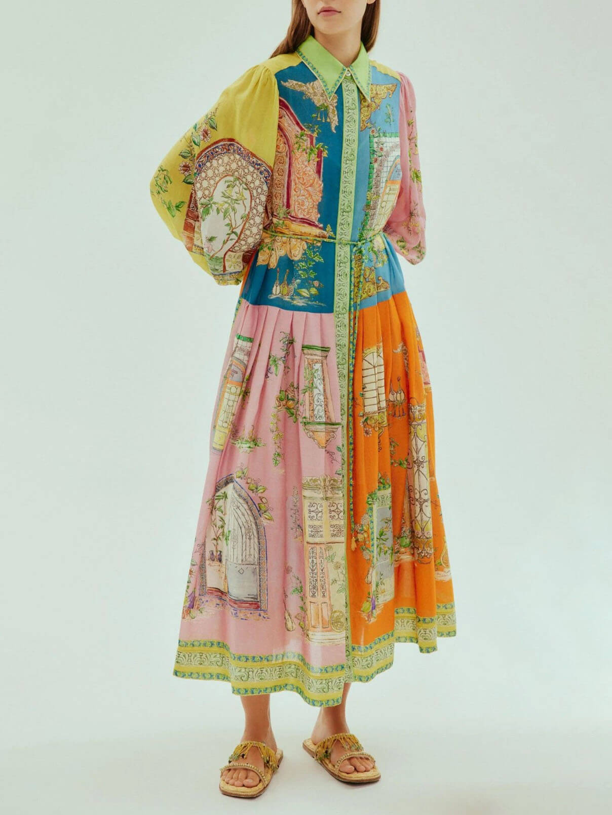 Exquisite Garden Print Button-Down Midi Dress (Buy 2 Free Shipping)