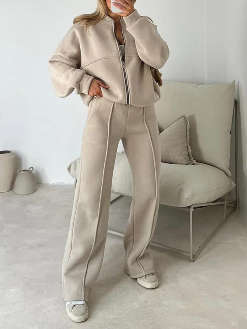 Cozy Relaxed Fit Zip Up Loungewear Set (Buy 2 Free Shipping)