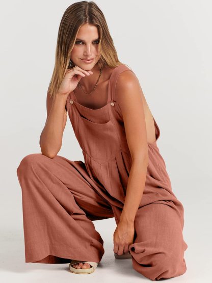 Last Day 48% OFF🔥Women's Sleeveless Wide Leg Jumpsuit with Pockets(Buy 2 Free Shipping)