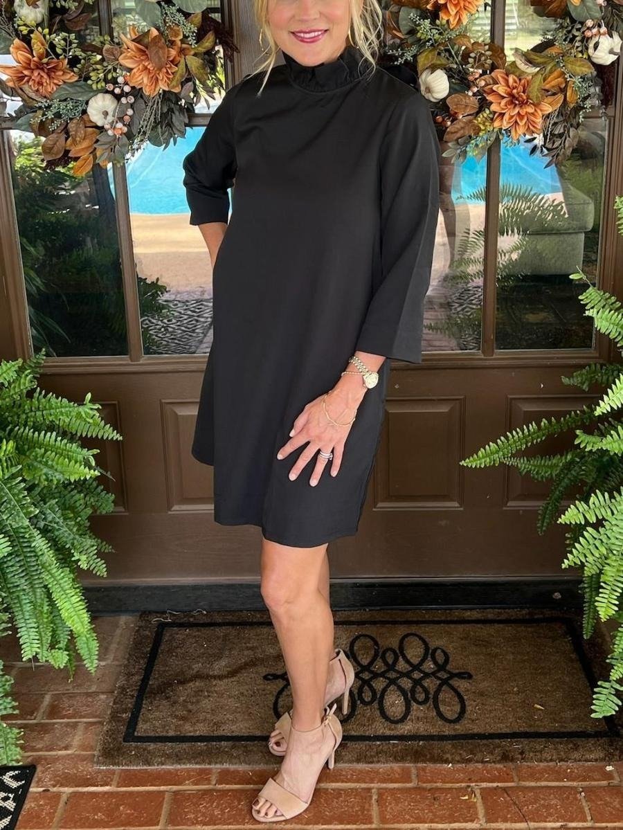 Last Day 70% OFF🔥Tied Back Bow Round Ruffled Neckline Dress with Pockets (Buy 2 Free Shipping)