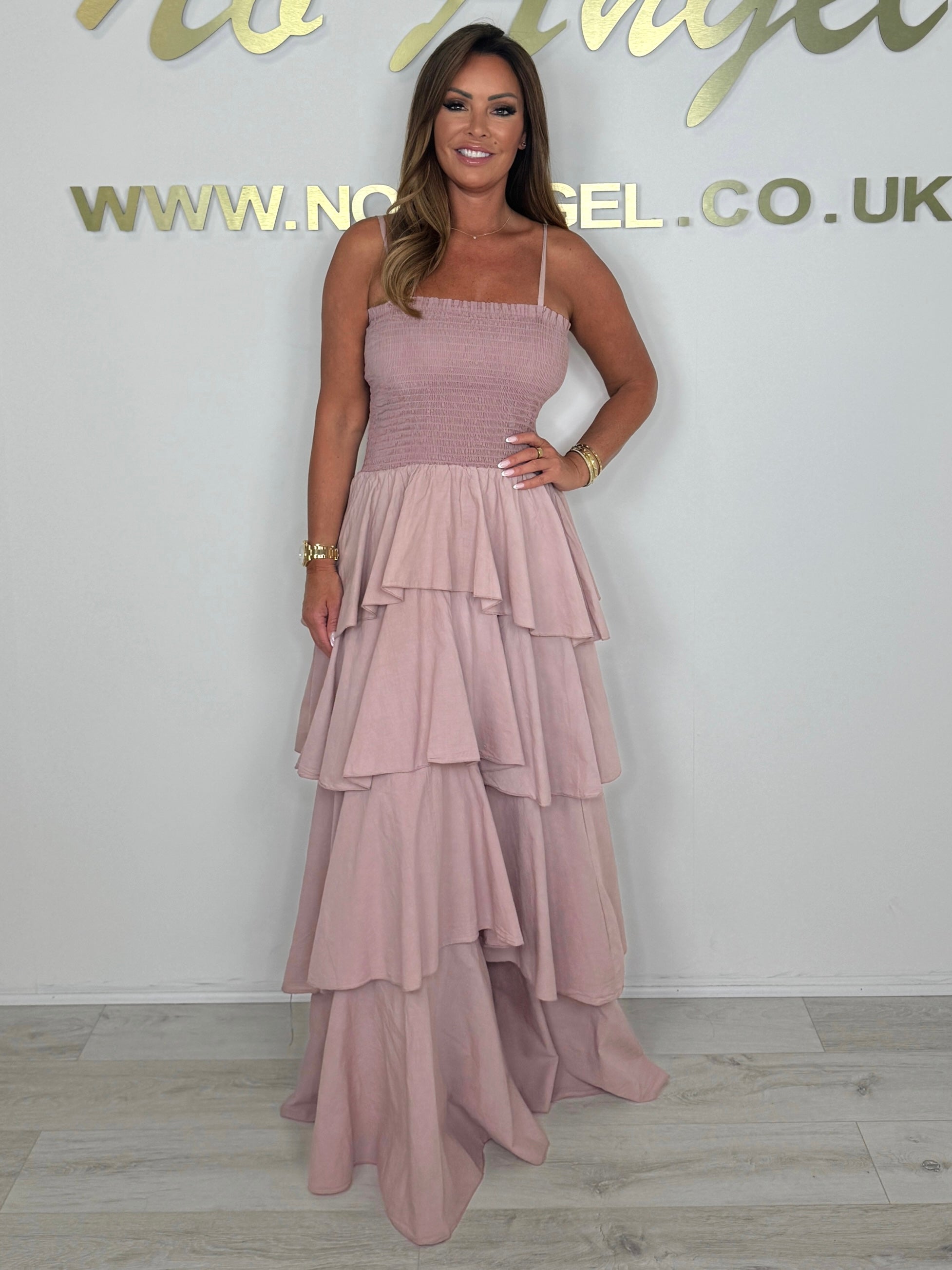 Spaghetti Strap Smocked Layered Bottom Dress (Buy 2 Free Shipping)