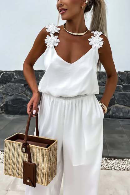 2024 New Arrival🔥Embroidered Flower Suspenders Casual Jumpsuit (Buy 2 Free Shipping)