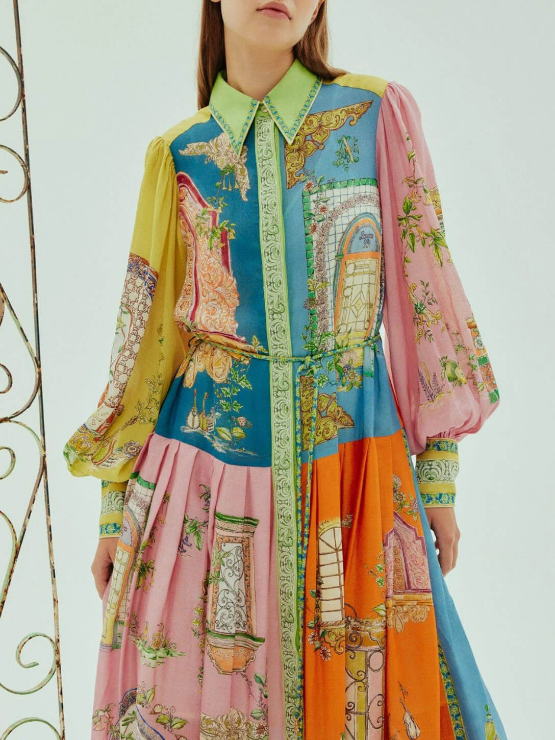 Exquisite Garden Print Button-Down Midi Dress (Buy 2 Free Shipping)