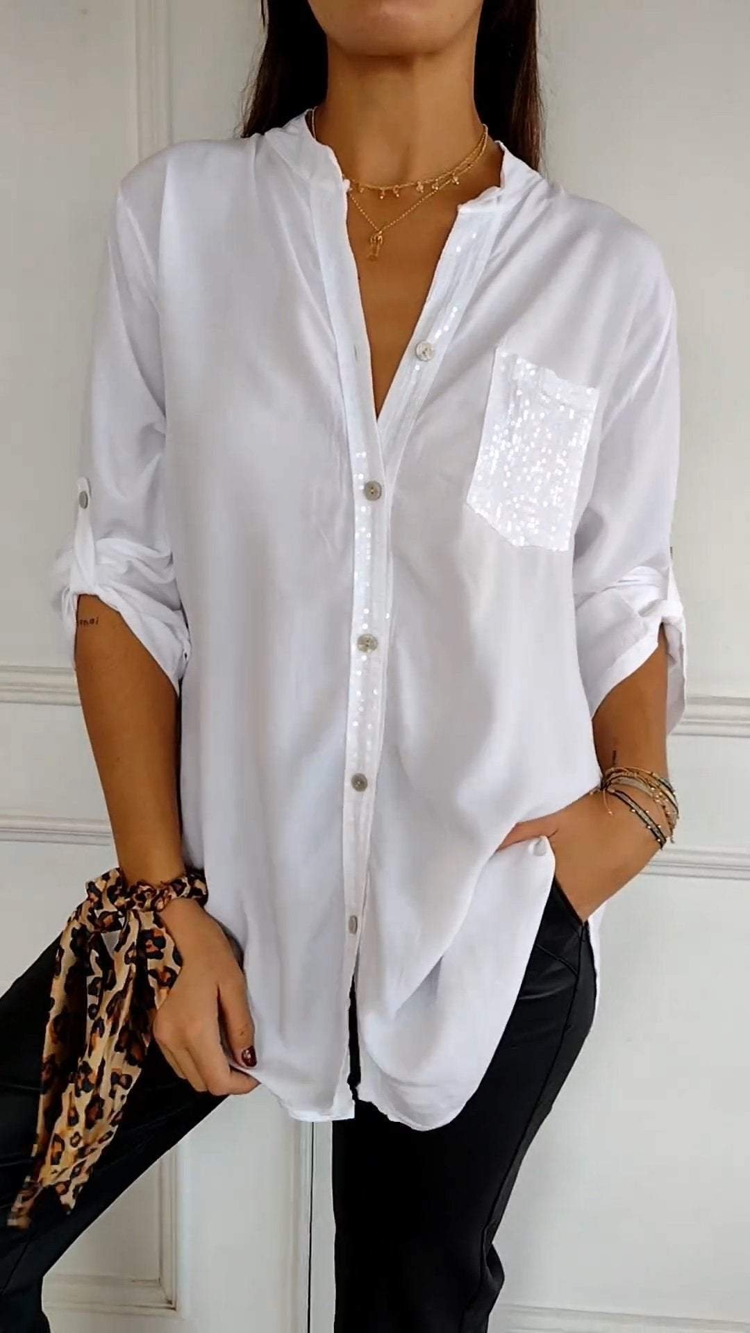 2024 HOT SALE🔥V-neck Sequin Casual Top(Buy 2 Free Shipping)