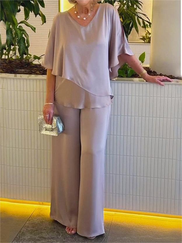 2024 Hot Sale🔥Casual Satin Two-piece Suit(BUY 2 FREE SHIPPING)