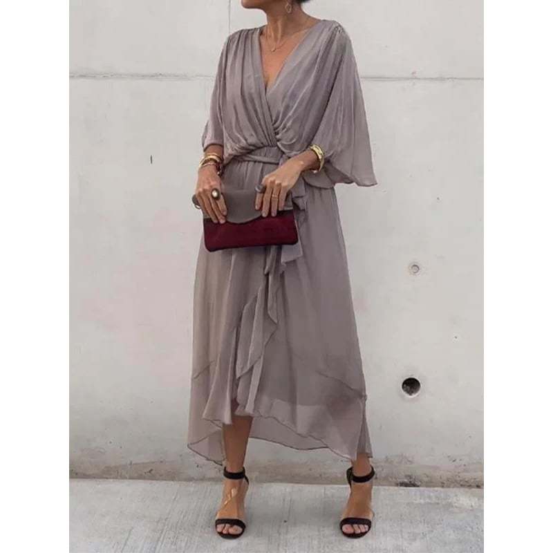 Last Day 49% OFF🔥Elegant V-neck Midi Dress(BUY 2 FREE SHIPPING)