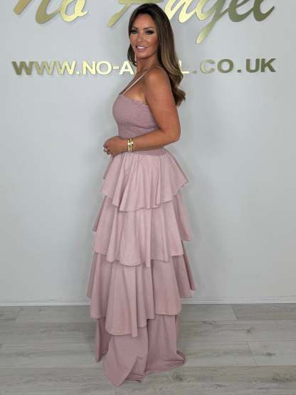 Spaghetti Strap Smocked Layered Bottom Dress (Buy 2 Free Shipping)