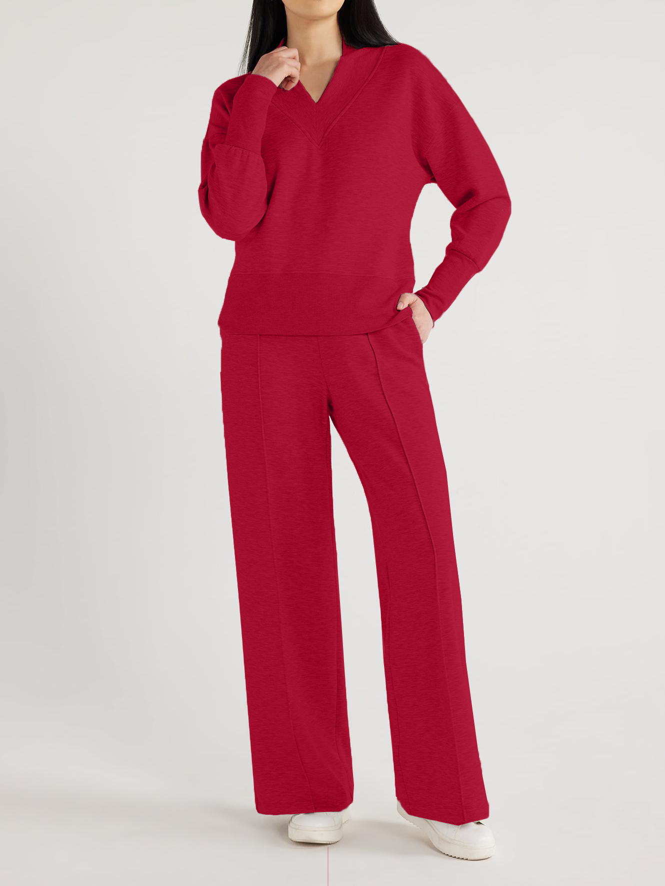 Women's  Solid 2 Piece Sets Outfits Casual Long Sleeve Sweatsuits Sets (Buy 2 Free Shipping)