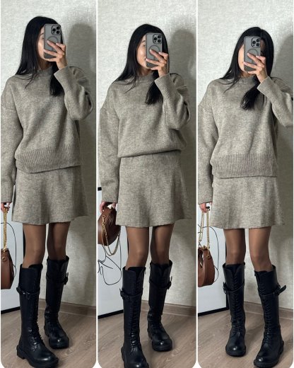 Knitted Skirt Suit (Top + skirt) 🔥 Buy 2 Free Shipping