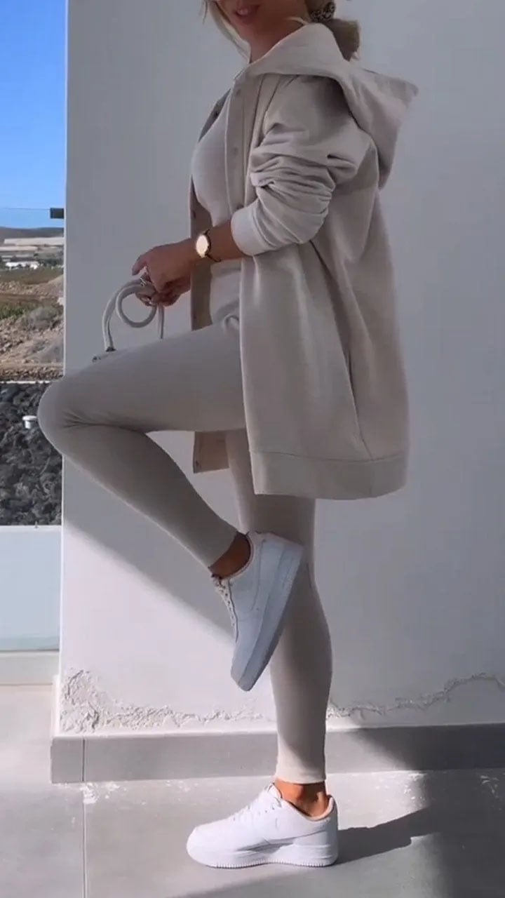 Hooded Cardigan Sweatshirt Three-piece Set (Buy 2 Free Shipping)