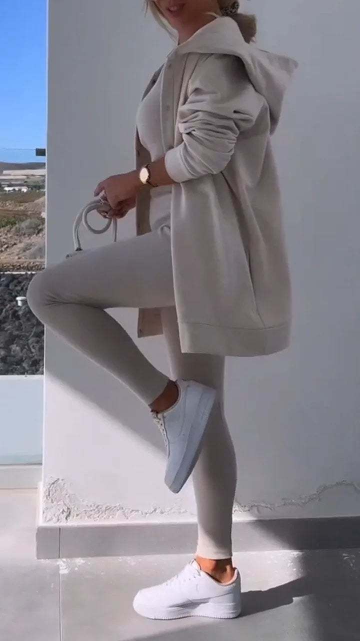 Hooded Cardigan Sweatshirt Three-piece Set (Buy 2 Free Shipping)