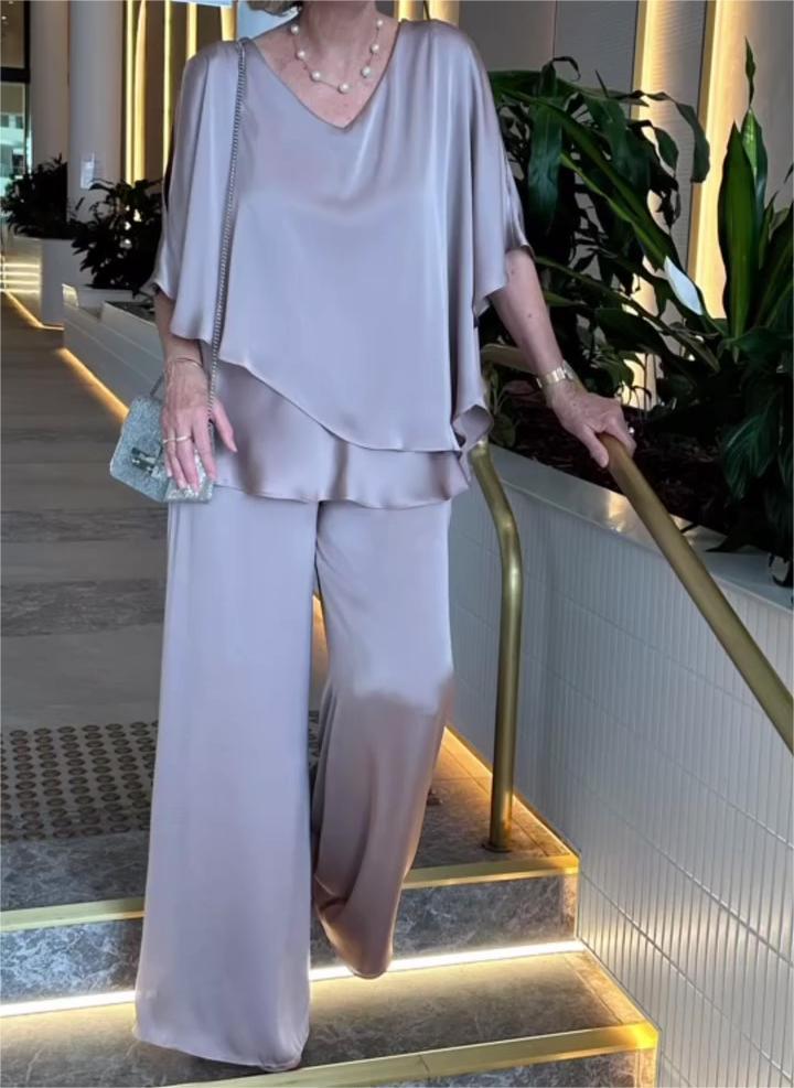 2024 Hot Sale🔥Casual Satin Two-piece Suit(BUY 2 FREE SHIPPING)