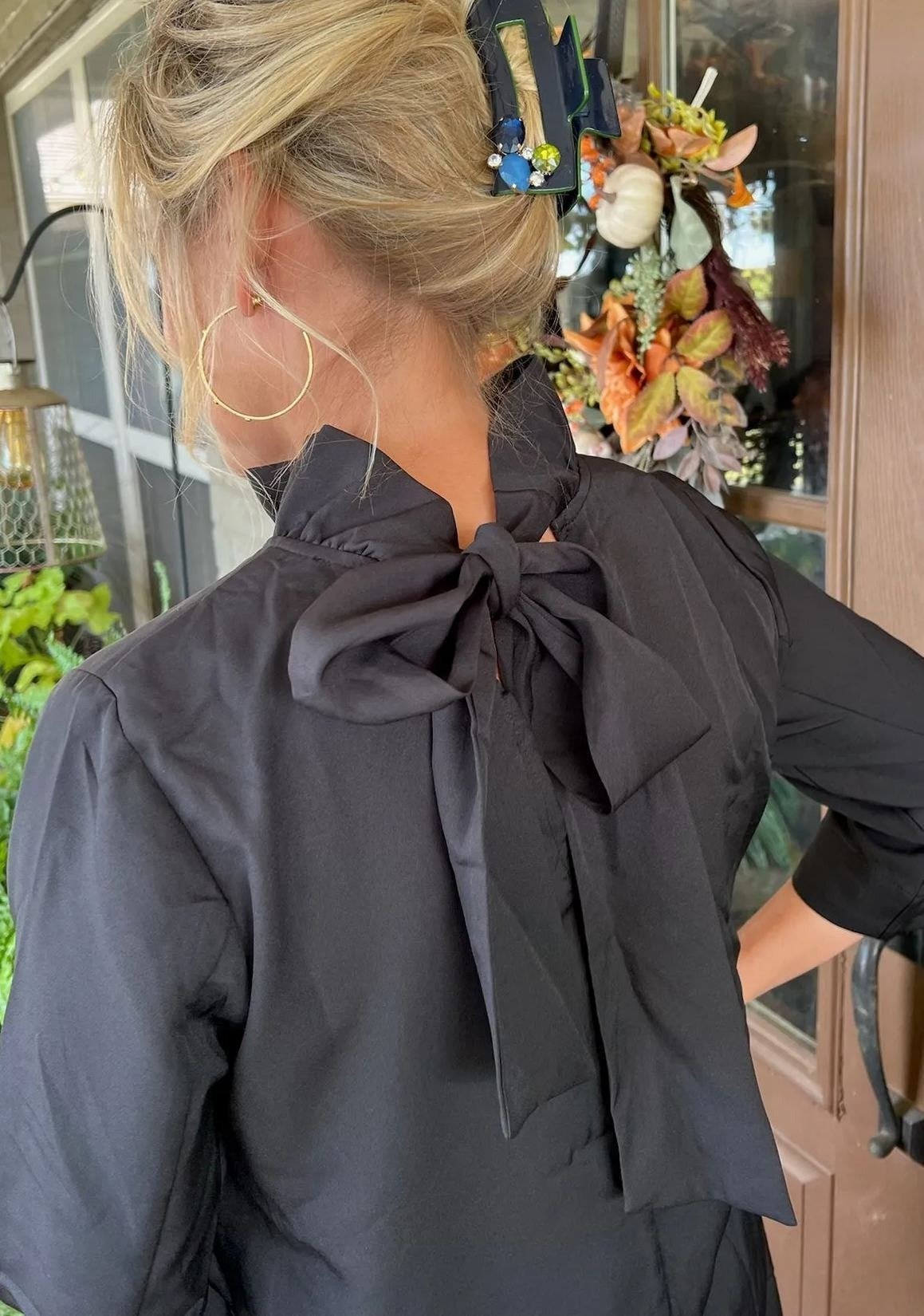 Last Day 70% OFF🔥Tied Back Bow Round Ruffled Neckline Dress with Pockets (Buy 2 Free Shipping)