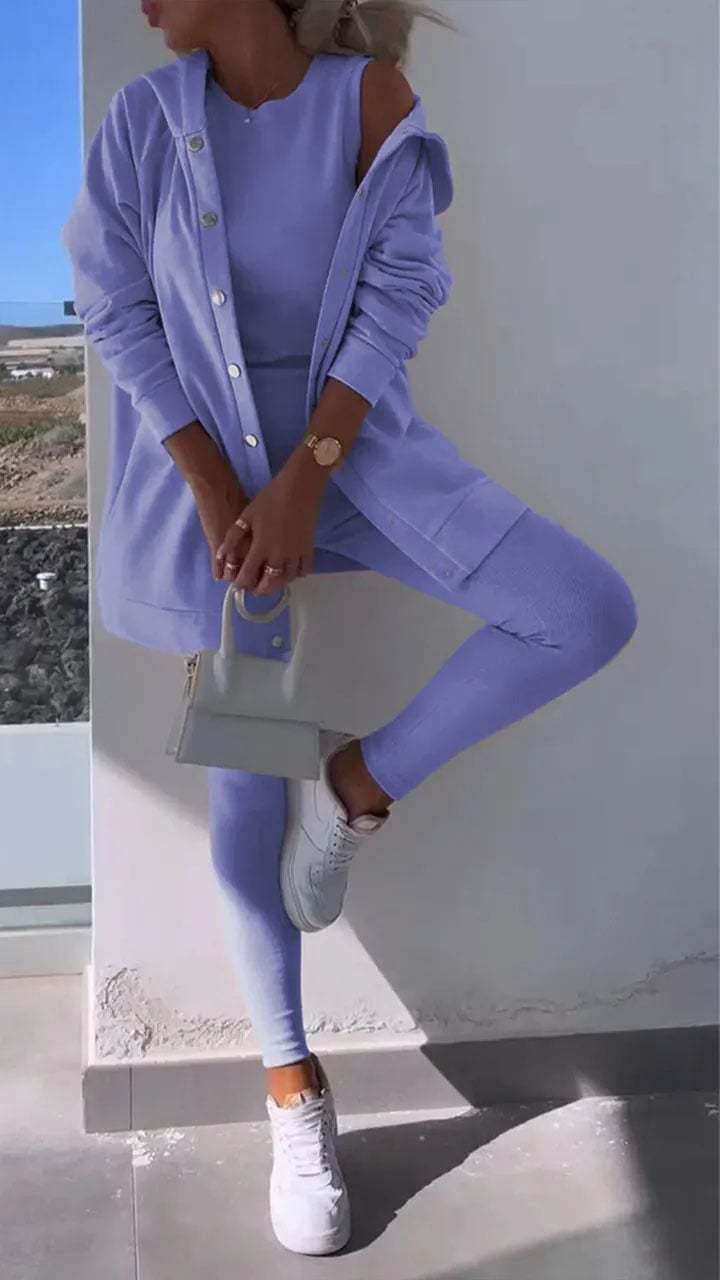 Hooded Cardigan Sweatshirt Three-piece Set (Buy 2 Free Shipping)