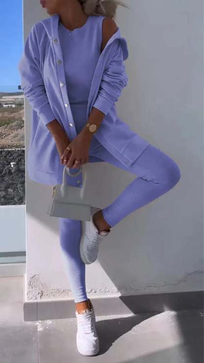 Hooded Cardigan Sweatshirt Three-piece Set (Buy 2 Free Shipping)