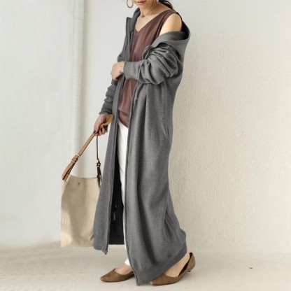 Cozy Hooded Zip-Up Maxi Sweatshirt Dress (Buy 2 Free Shipping)