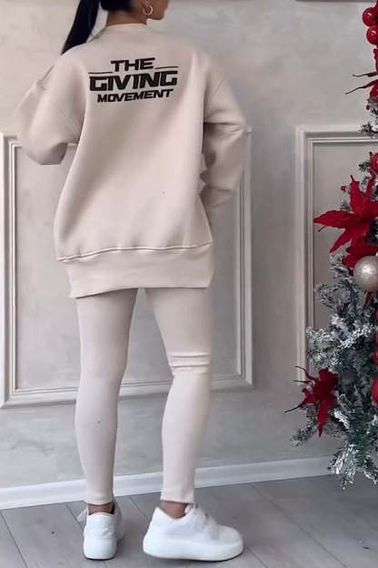 Cozy Irregular Long-sleeved Sweatshirt and Elastic Waist Pants Set  (Buy 2 Free Shipping)
