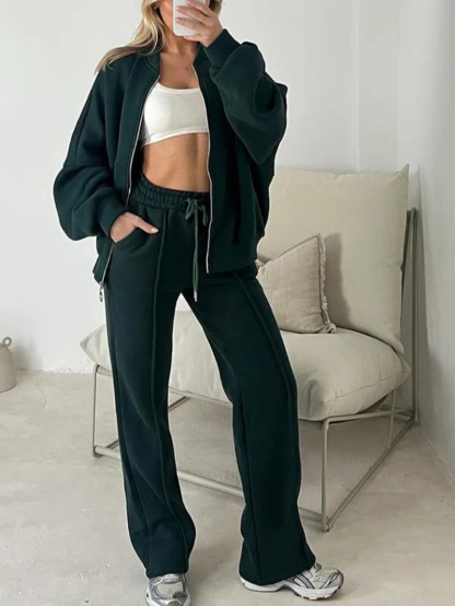 Cozy Relaxed Fit Zip Up Loungewear Set (Buy 2 Free Shipping)