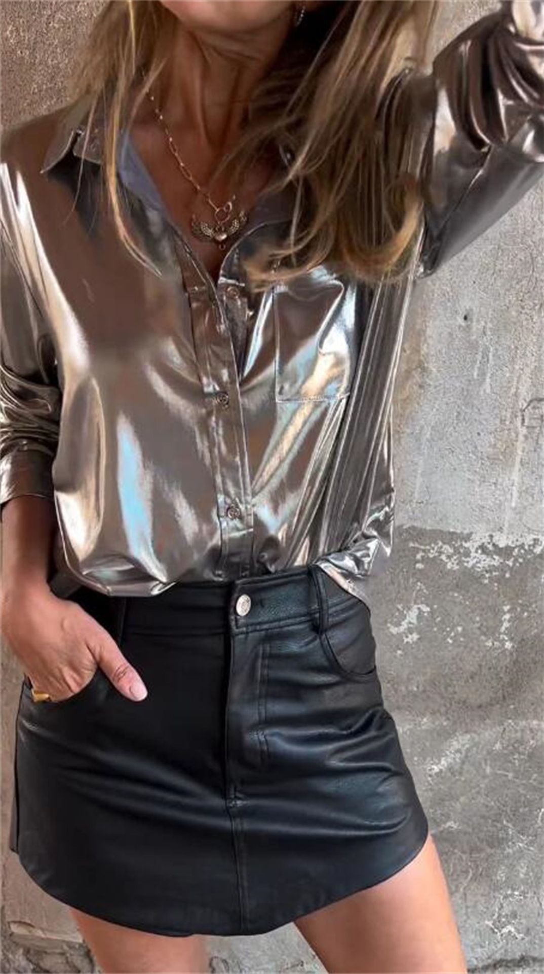 Last Day 70% OFF🔥Lapel Long Sleeve Lustrous Shirt (Buy 2 Free Shipping)
