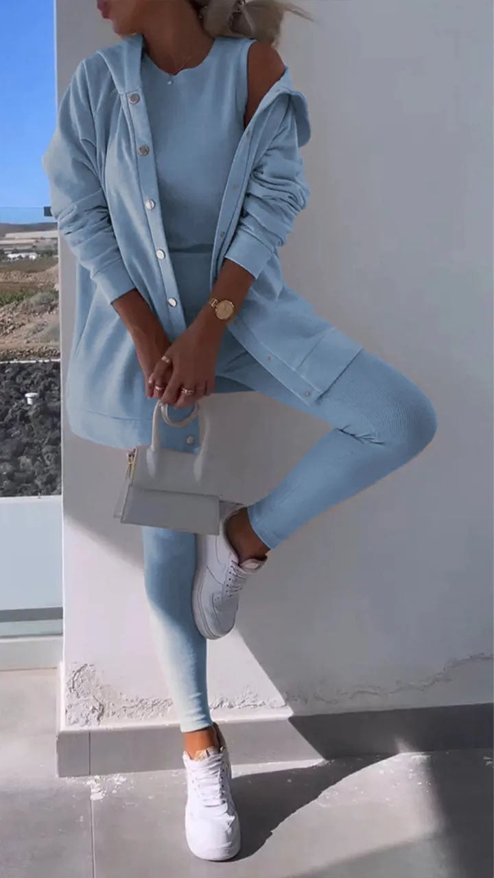 Hooded Cardigan Sweatshirt Three-piece Set (Buy 2 Free Shipping)