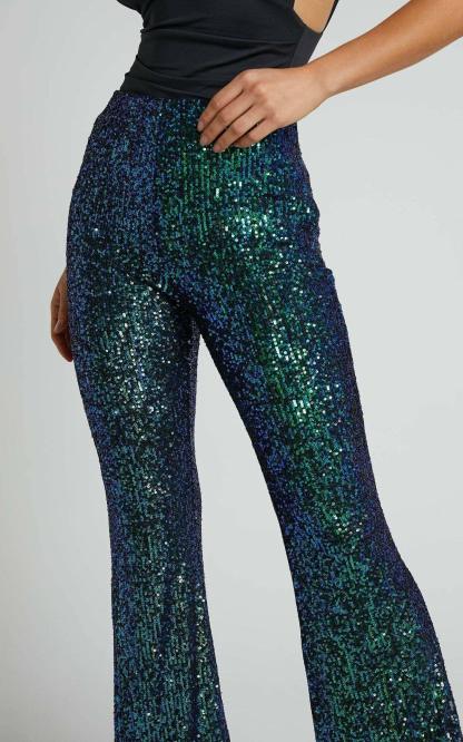 High Waist Sequin Flare Pants (Buy 2 Free Shipping)