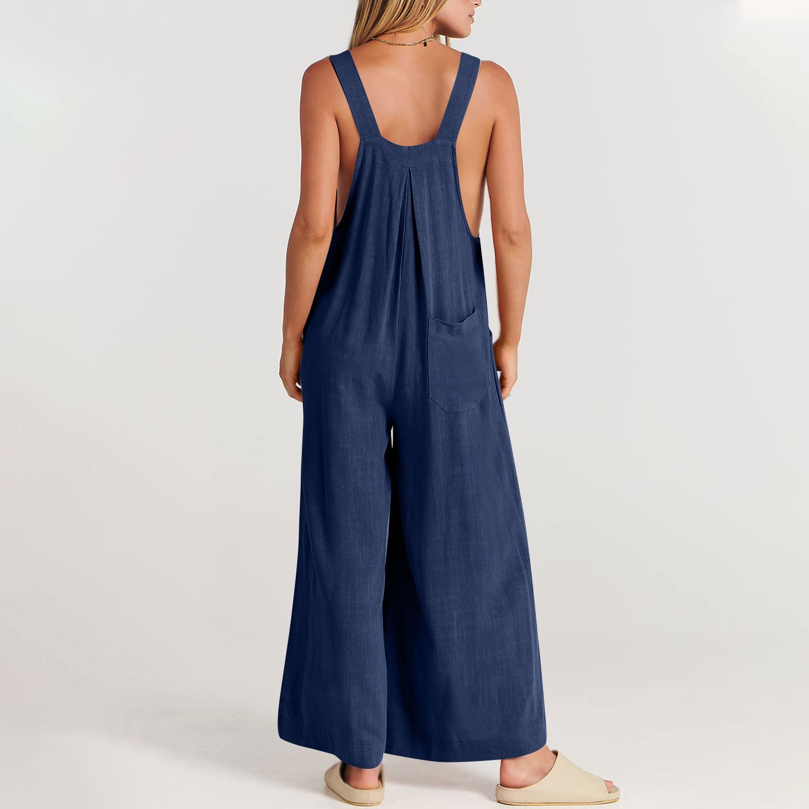 Last Day 48% OFF🔥Women's Sleeveless Wide Leg Jumpsuit with Pockets(Buy 2 Free Shipping)