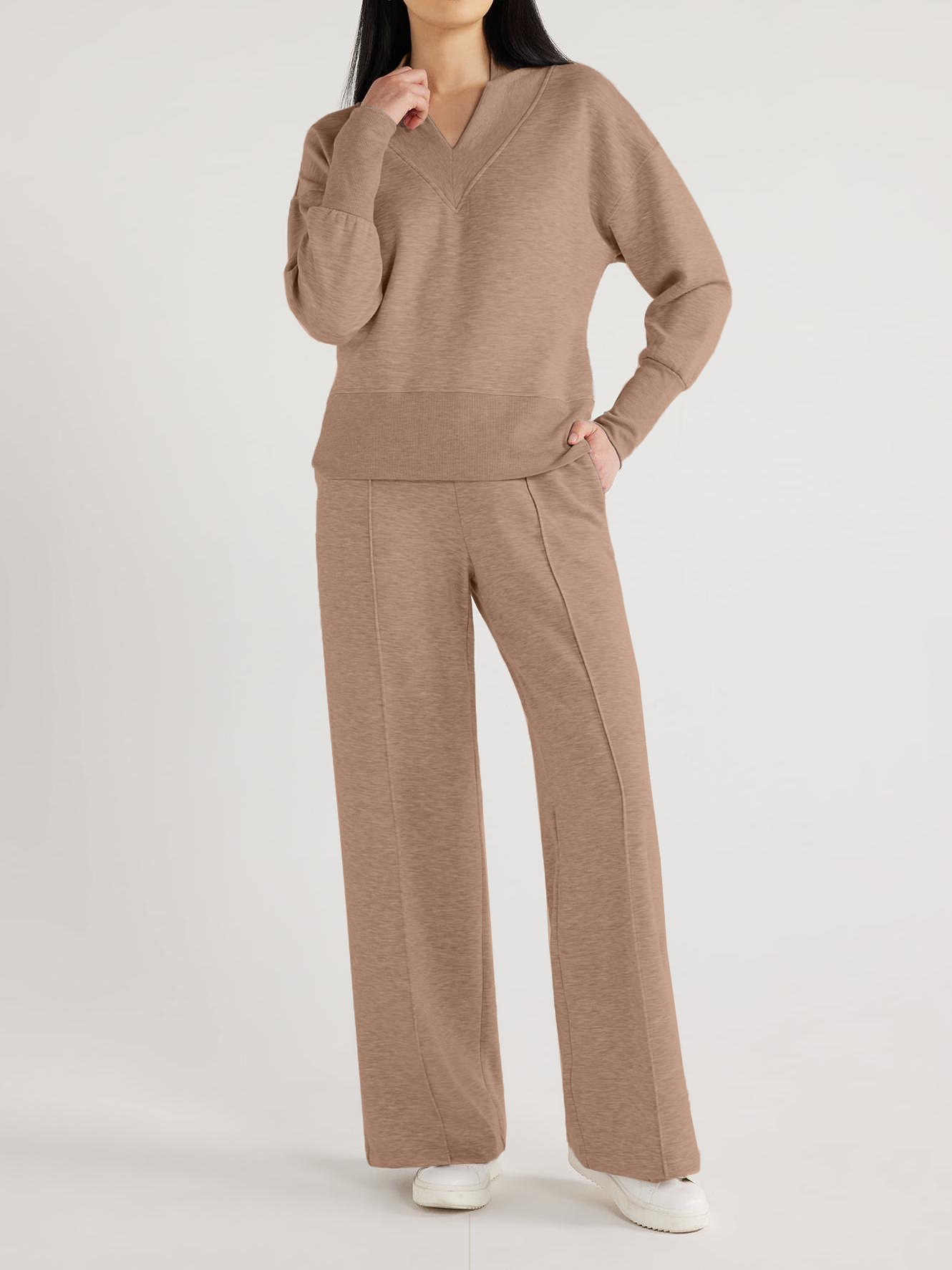 Women's  Solid 2 Piece Sets Outfits Casual Long Sleeve Sweatsuits Sets (Buy 2 Free Shipping)