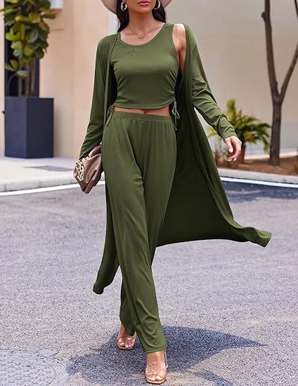 3 Piece Cardigan Lounge Set  (Buy 2 Free Shipping)