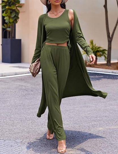 3 Piece Cardigan Lounge Set  (Buy 2 Free Shipping)