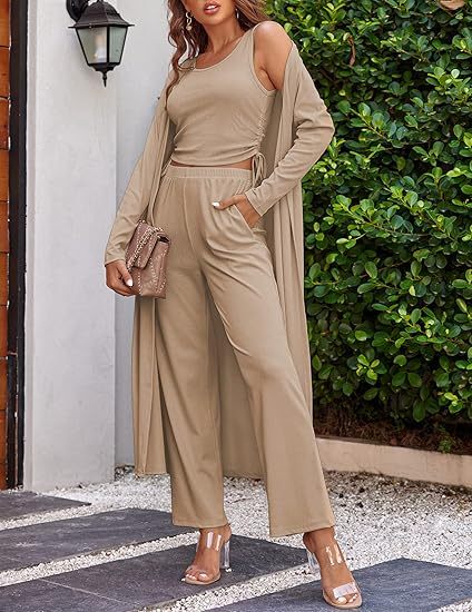 3 Piece Cardigan Lounge Set  (Buy 2 Free Shipping)