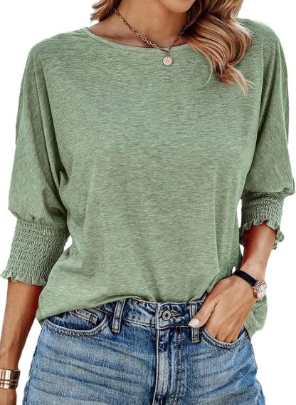 Limited time sale 🔥2024 Fall Tops 3/4 Sleeve T-Shirts Cute Crewneck Tees Blouses(BUY 3 FREE SHIPPING)