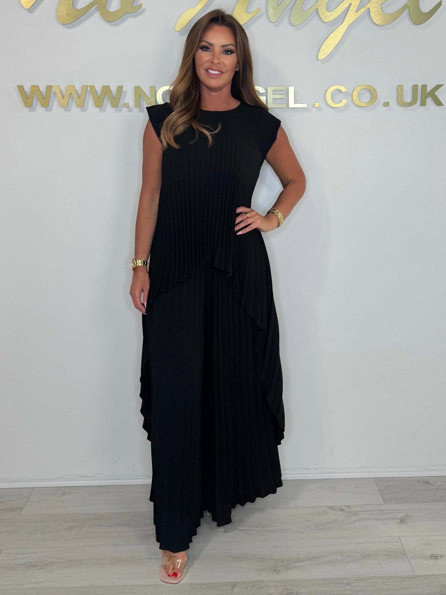 Pleated High Low Top & Trouser Two Piece Set (Buy 2 Free Shipping)